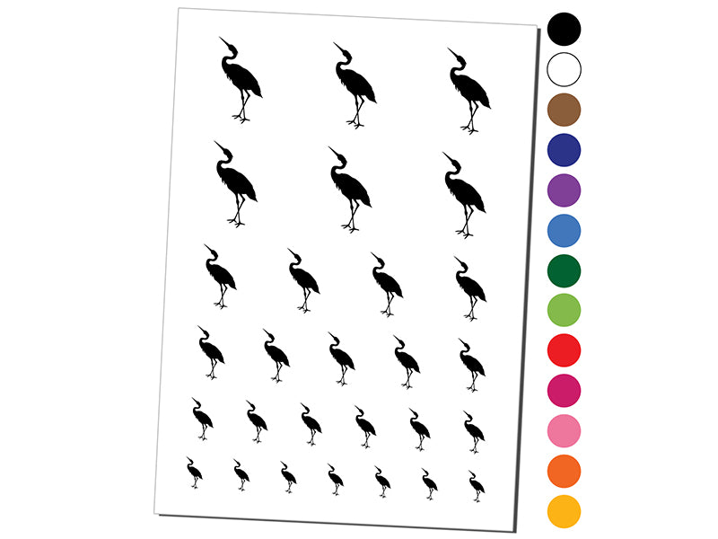 Crane Standing Solid Temporary Tattoo Water Resistant Fake Body Art Set Collection