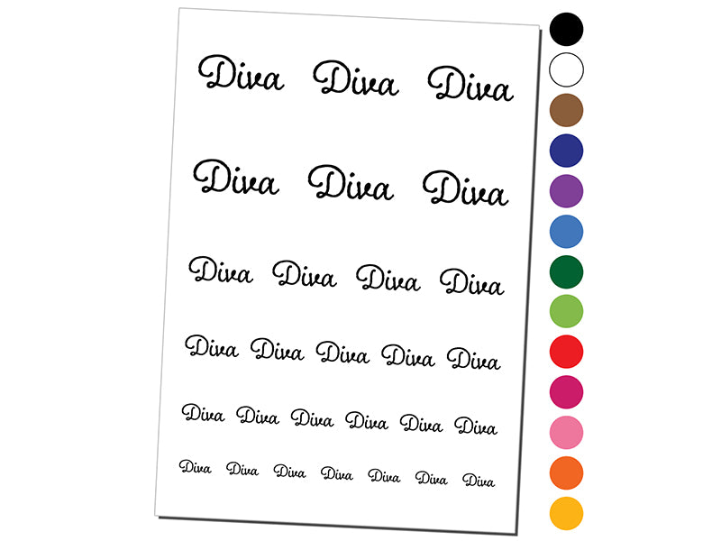 Diva Fun Text Temporary Tattoo Water Resistant Fake Body Art Set Collection