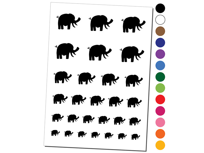 Elephant Doodle Solid Temporary Tattoo Water Resistant Fake Body Art Set Collection