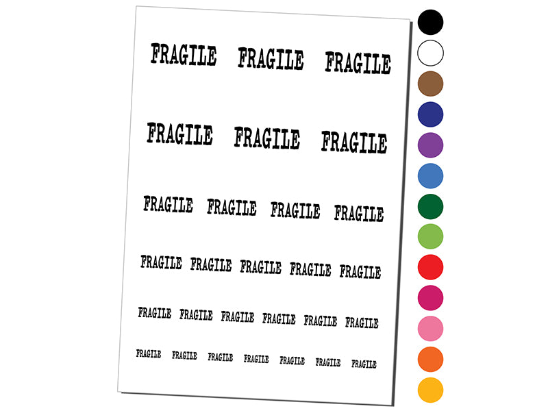 Fragile Text Temporary Tattoo Water Resistant Fake Body Art Set Collection