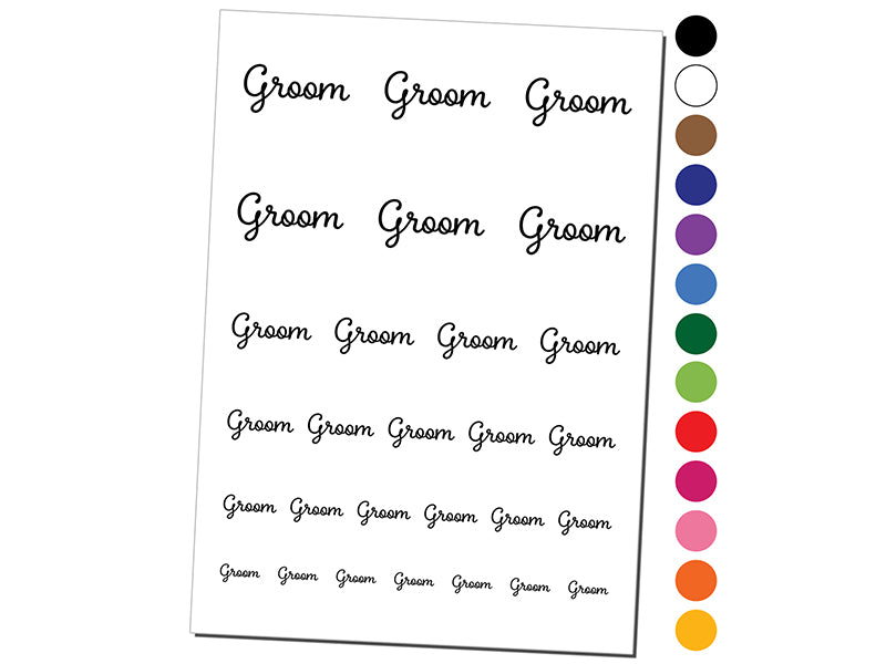 Groom Wedding Fun Text Temporary Tattoo Water Resistant Fake Body Art Set Collection