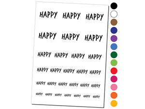 Happy Fun Text Temporary Tattoo Water Resistant Fake Body Art Set Collection