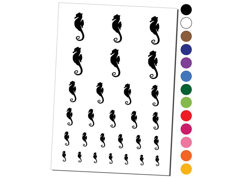 Seahorse Solid Temporary Tattoo Water Resistant Fake Body Art Set Collection