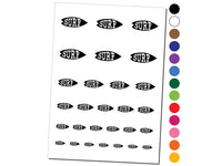 Surfing Surfboard Fun Text Temporary Tattoo Water Resistant Fake Body Art Set Collection