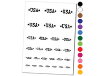 USA with Stars Patriotic Fun Text Temporary Tattoo Water Resistant Fake Body Art Set Collection