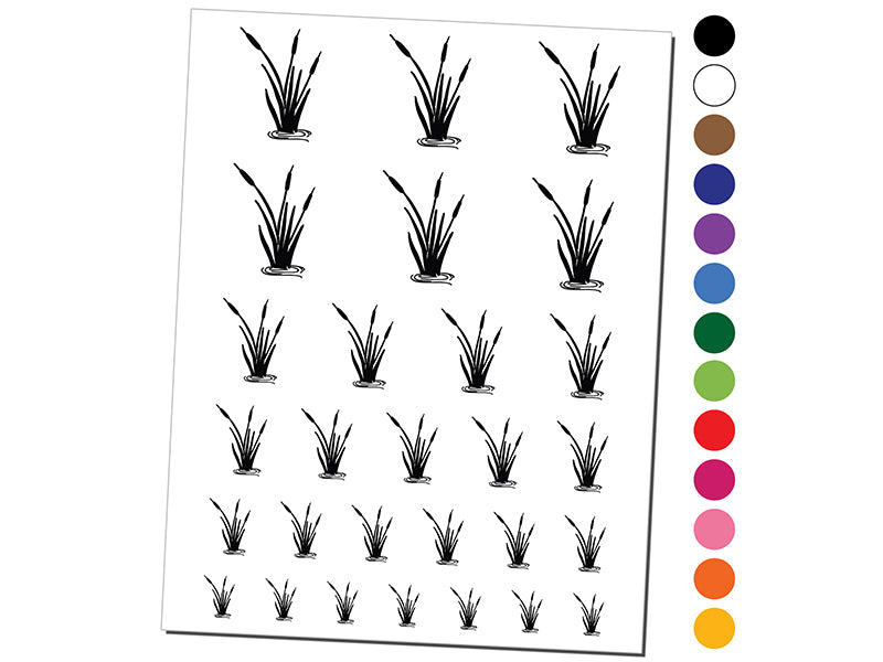 Cattails in Water Temporary Tattoo Water Resistant Fake Body Art Set Collection