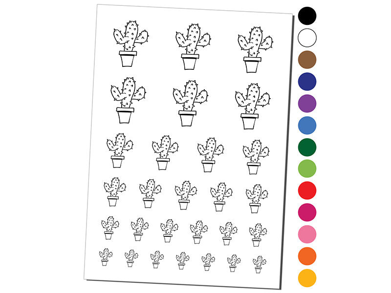 Cute Prickly Cactus Temporary Tattoo Water Resistant Fake Body Art Set Collection
