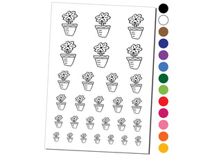 Flower Pot Doodle Temporary Tattoo Water Resistant Fake Body Art Set Collection