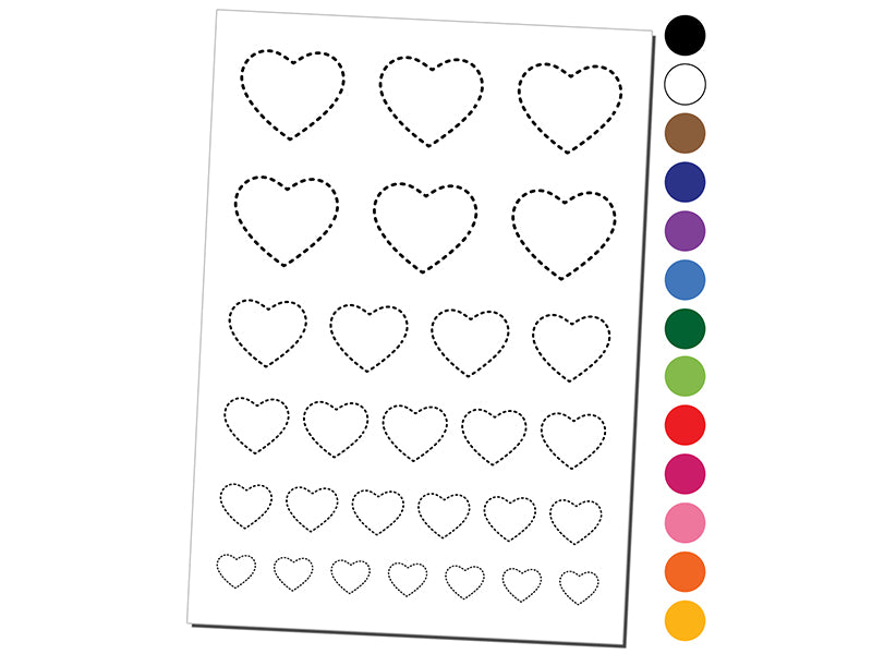 Heart Dashed Love Outline Temporary Tattoo Water Resistant Fake Body Art Set Collection