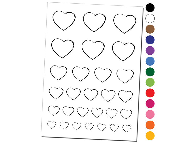 Heart Sketch Love Outline Temporary Tattoo Water Resistant Fake Body Art Set Collection