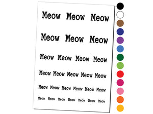 Meow Cat Fun Text Temporary Tattoo Water Resistant Fake Body Art Set Collection