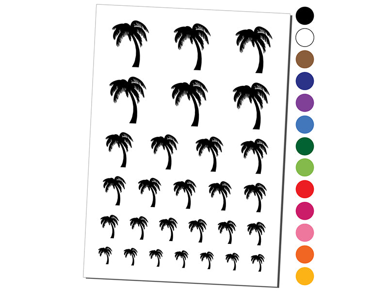 Palm Tree Tropical Solid Temporary Tattoo Water Resistant Fake Body Art Set Collection