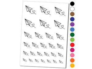 Paper Airplane with Heart Temporary Tattoo Water Resistant Fake Body Art Set Collection