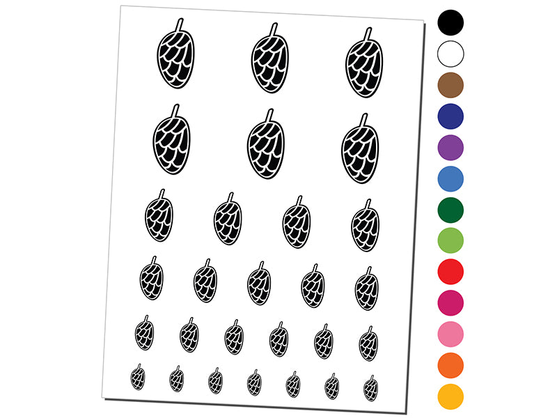 Pinecone Doodle Temporary Tattoo Water Resistant Fake Body Art Set Collection