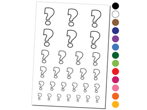 Question Mark Bold Outline Temporary Tattoo Water Resistant Fake Body Art Set Collection