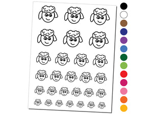 Sheep Face Doodle Temporary Tattoo Water Resistant Fake Body Art Set Collection