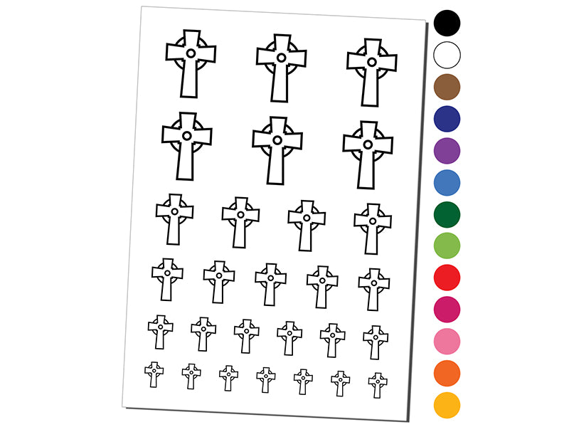 Celtic Cross Simple Outline Temporary Tattoo Water Resistant Fake Body Art Set Collection