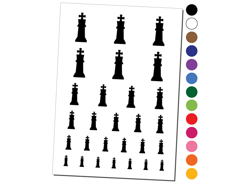 Chess King Piece Temporary Tattoo Water Resistant Fake Body Art Set Collection