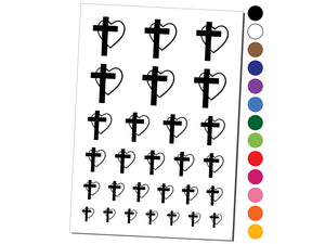 Cross and Heart Love Christian Temporary Tattoo Water Resistant Fake Body Art Set Collection