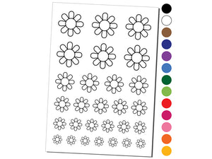 Daisy Flower Temporary Tattoo Water Resistant Fake Body Art Set Collection