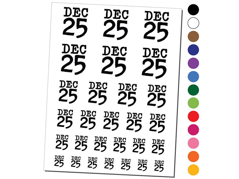 December 25 Christmas Stacked Temporary Tattoo Water Resistant Fake Body Art Set Collection