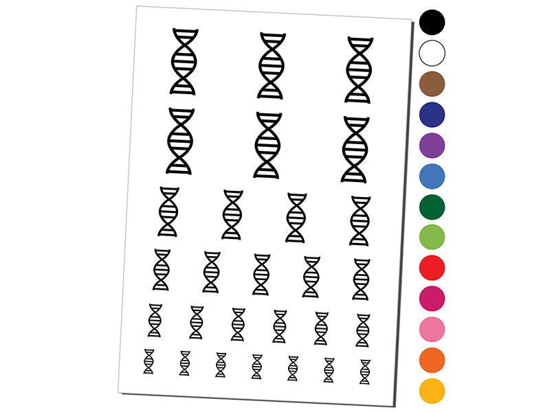 DNA Molecule Double Helix Science Symbol Temporary Tattoo Water Resistant Fake Body Art Set Collection
