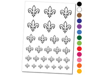 Fleur De Lis French Mardi Gras Outline Temporary Tattoo Water Resistant Fake Body Art Set Collection