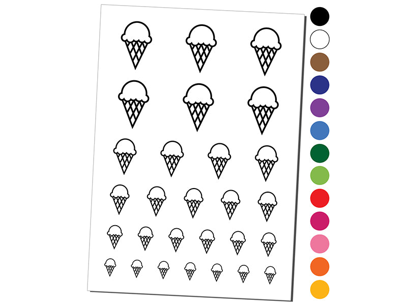 Ice Cream Cone Temporary Tattoo Water Resistant Fake Body Art Set Collection