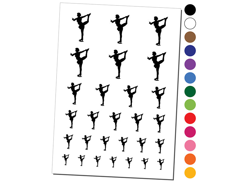 Ice Skating Skater Solid Temporary Tattoo Water Resistant Fake Body Art Set Collection