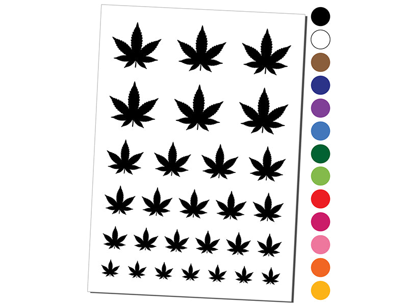 Marijuana Leaf Solid Temporary Tattoo Water Resistant Fake Body Art Set Collection