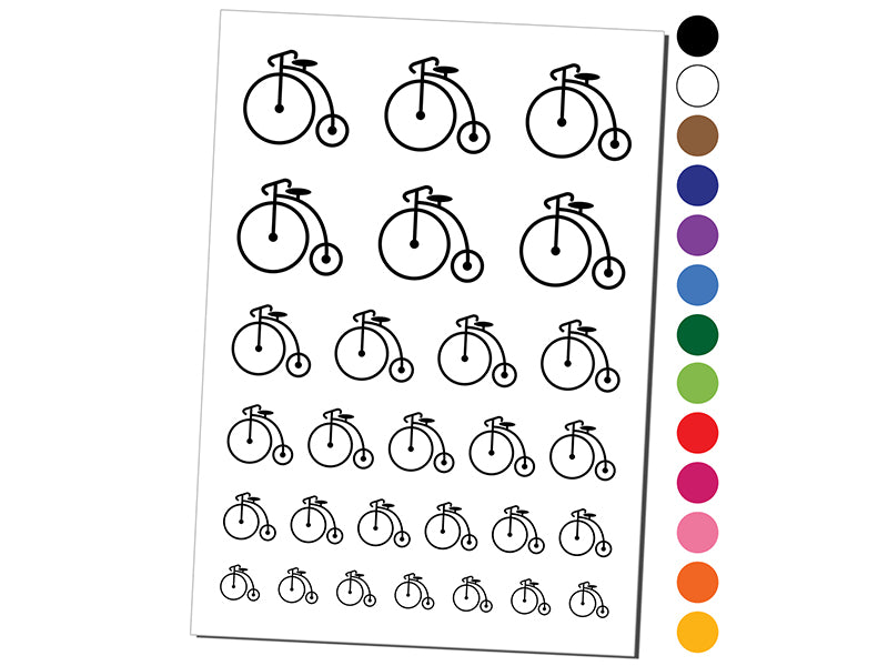 Penny Farthing Bicycle Bike Old Fashioned Victorian Temporary Tattoo Water Resistant Fake Body Art Set Collection