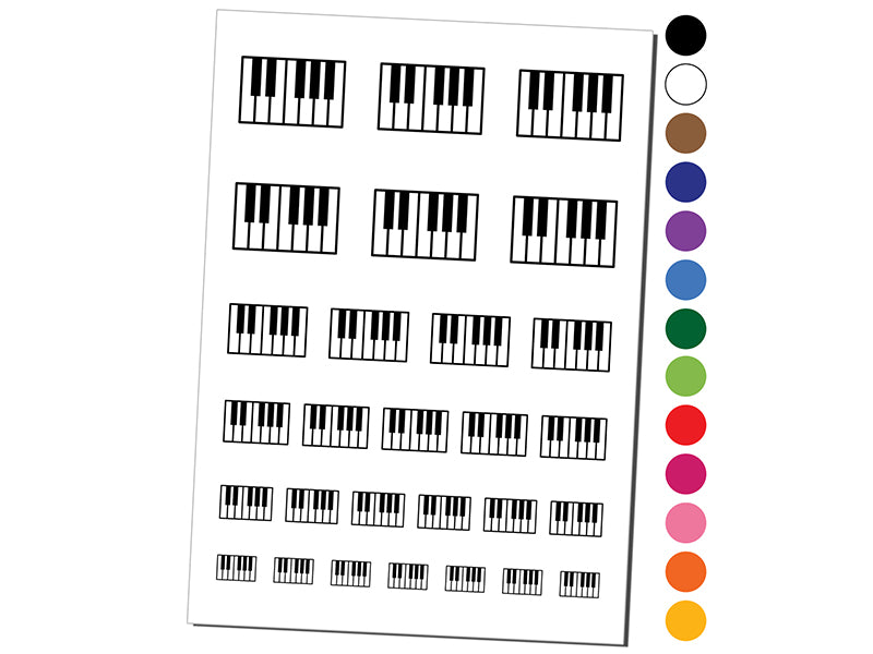 Piano Keys Octave Temporary Tattoo Water Resistant Fake Body Art Set Collection