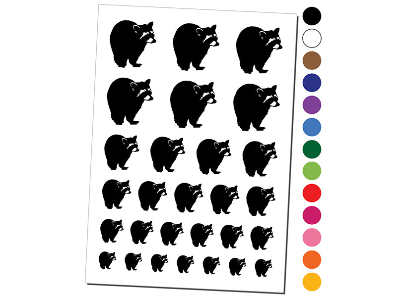 Racoon Sketch Temporary Tattoo Water Resistant Fake Body Art Set Collection