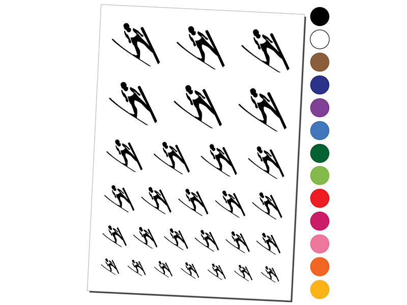 Ski Jumping Jumper Temporary Tattoo Water Resistant Fake Body Art Set Collection