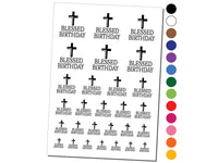 Blessed Birthday with Cross Temporary Tattoo Water Resistant Fake Body Art Set Collection