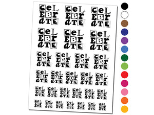 Celebrate Fun Text Temporary Tattoo Water Resistant Fake Body Art Set Collection