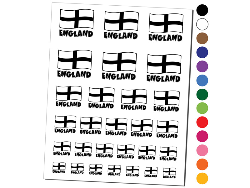 England with Waving Flag Cute Temporary Tattoo Water Resistant Fake Body Art Set Collection