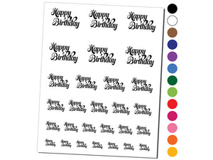 Happy Birthday Elegant Text Temporary Tattoo Water Resistant Fake Body Art Set Collection