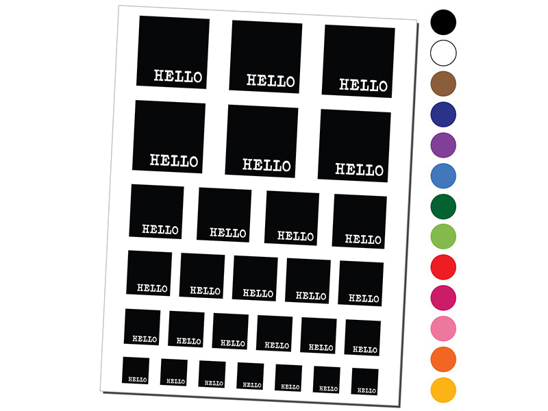 Hello Reversed Text in Box Temporary Tattoo Water Resistant Fake Body Art Set Collection