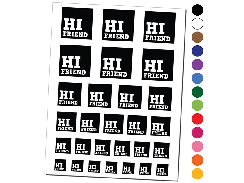 Hi Friend Reversed Text in Box Temporary Tattoo Water Resistant Fake Body Art Set Collection