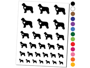 Newfoundland Dog with Heart Temporary Tattoo Water Resistant Fake Body Art Set Collection