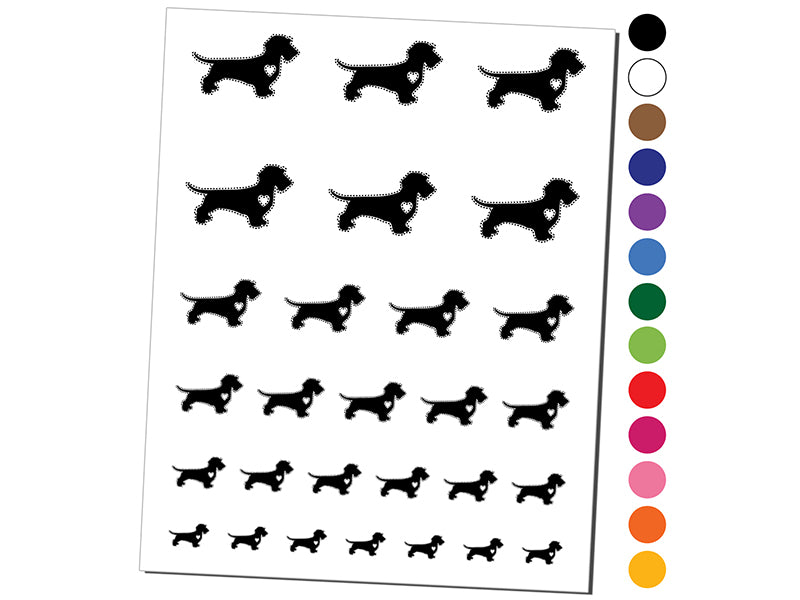 Wirehaired Dachshund Dog with Heart Temporary Tattoo Water Resistant Fake Body Art Set Collection