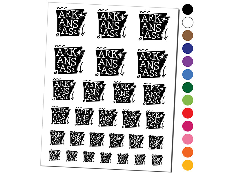 Arkansas State with Text Swirls Temporary Tattoo Water Resistant Fake Body Art Set Collection