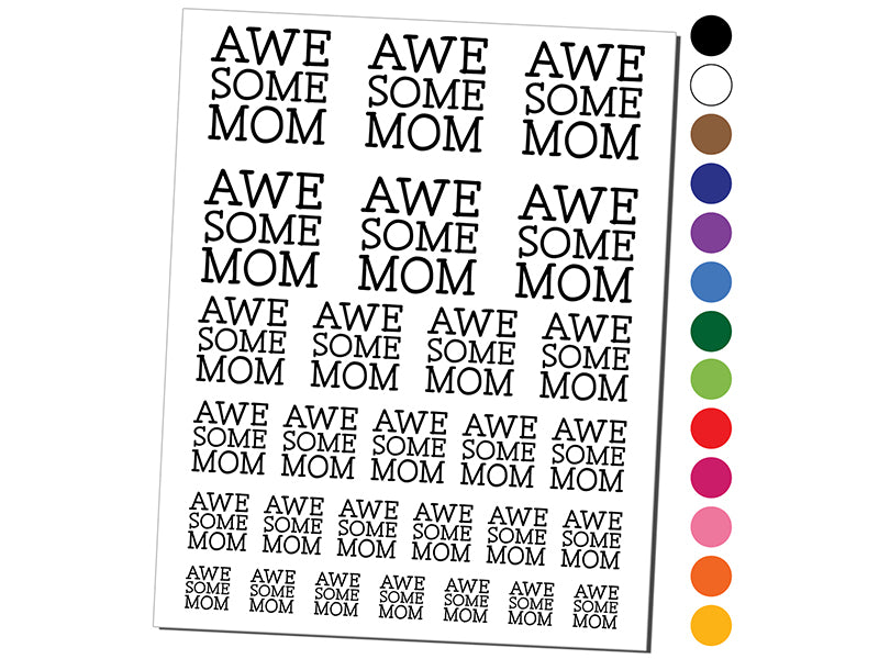 Awesome Mom Fun Text Mother Temporary Tattoo Water Resistant Fake Body Art Set Collection