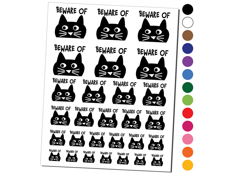 Beware of Cat Funny Doodle Temporary Tattoo Water Resistant Fake Body Art Set Collection