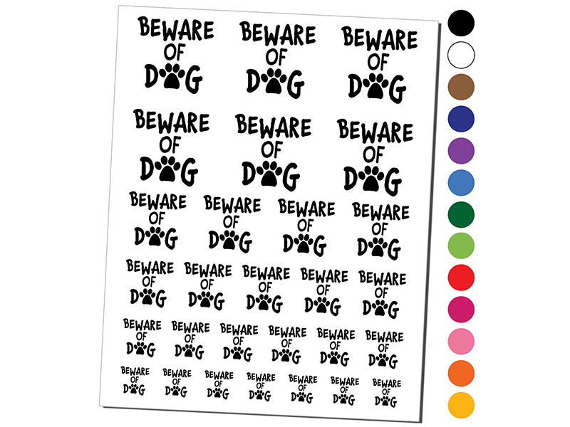 Beware of Dog Paw Print Fun Text Temporary Tattoo Water Resistant Fake Body Art Set Collection