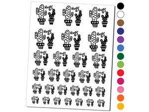 Cactus Hugs Doodle Temporary Tattoo Water Resistant Fake Body Art Set Collection