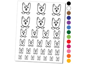 Cute Puppy Dog Doodle Face and Paws Temporary Tattoo Water Resistant Fake Body Art Set Collection