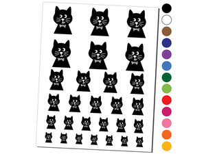 Fancy Cat with Bow Tie Temporary Tattoo Water Resistant Fake Body Art Set Collection