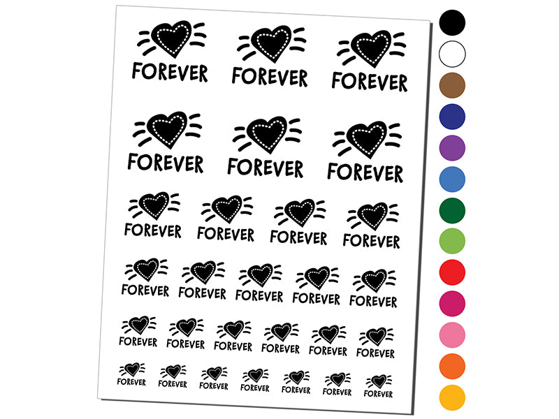Forever Love Heart Temporary Tattoo Water Resistant Fake Body Art Set Collection